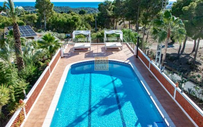 Villa, recently renovated, with guest apartment and stunning sea and mountain views.